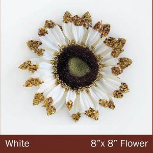 White Sunflower with Gold Glitter Handmade HOME decor